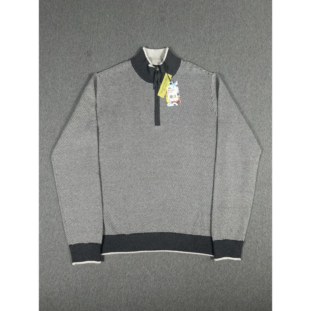 NWT‎ Robert Graham Calabria Cashmere-Cotton Blend Quarter-Zip Sweater S